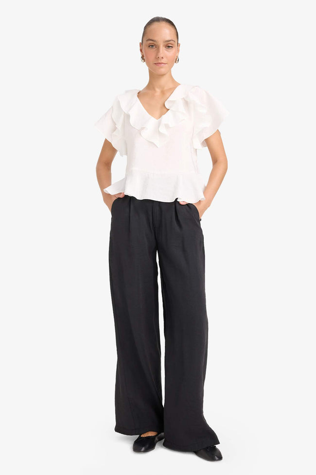 Carrot Fit Double Pocket High Waist Wide Leg Modal Trousers Main Image