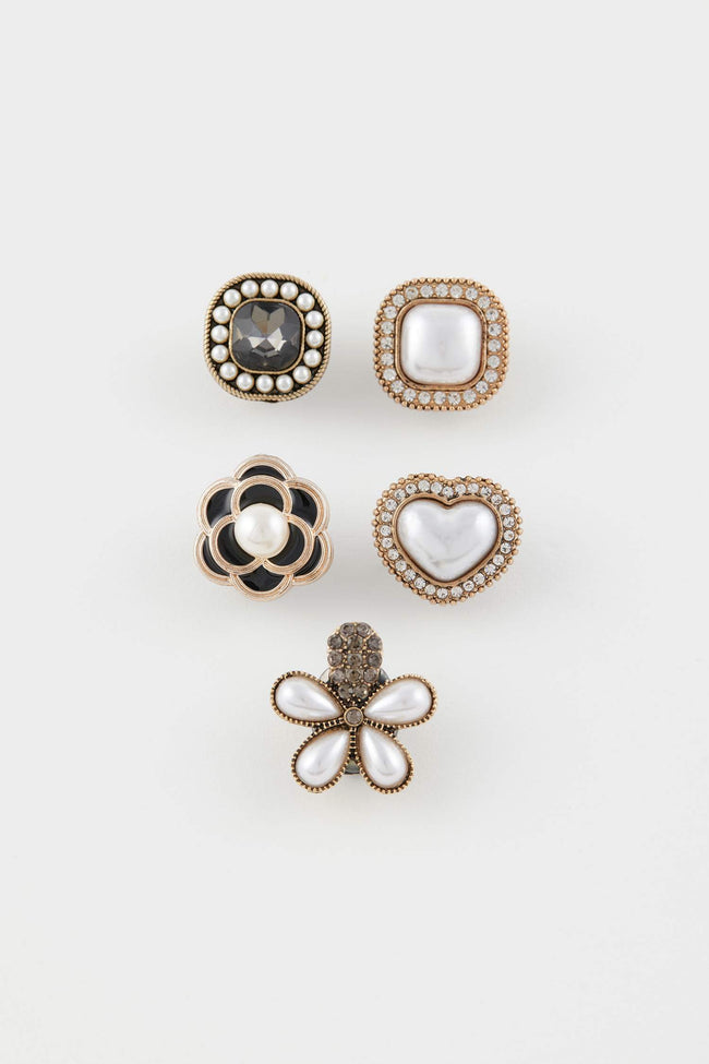 Women's 5 Pcs Pearl Detailed Slippery Ornament Main Image