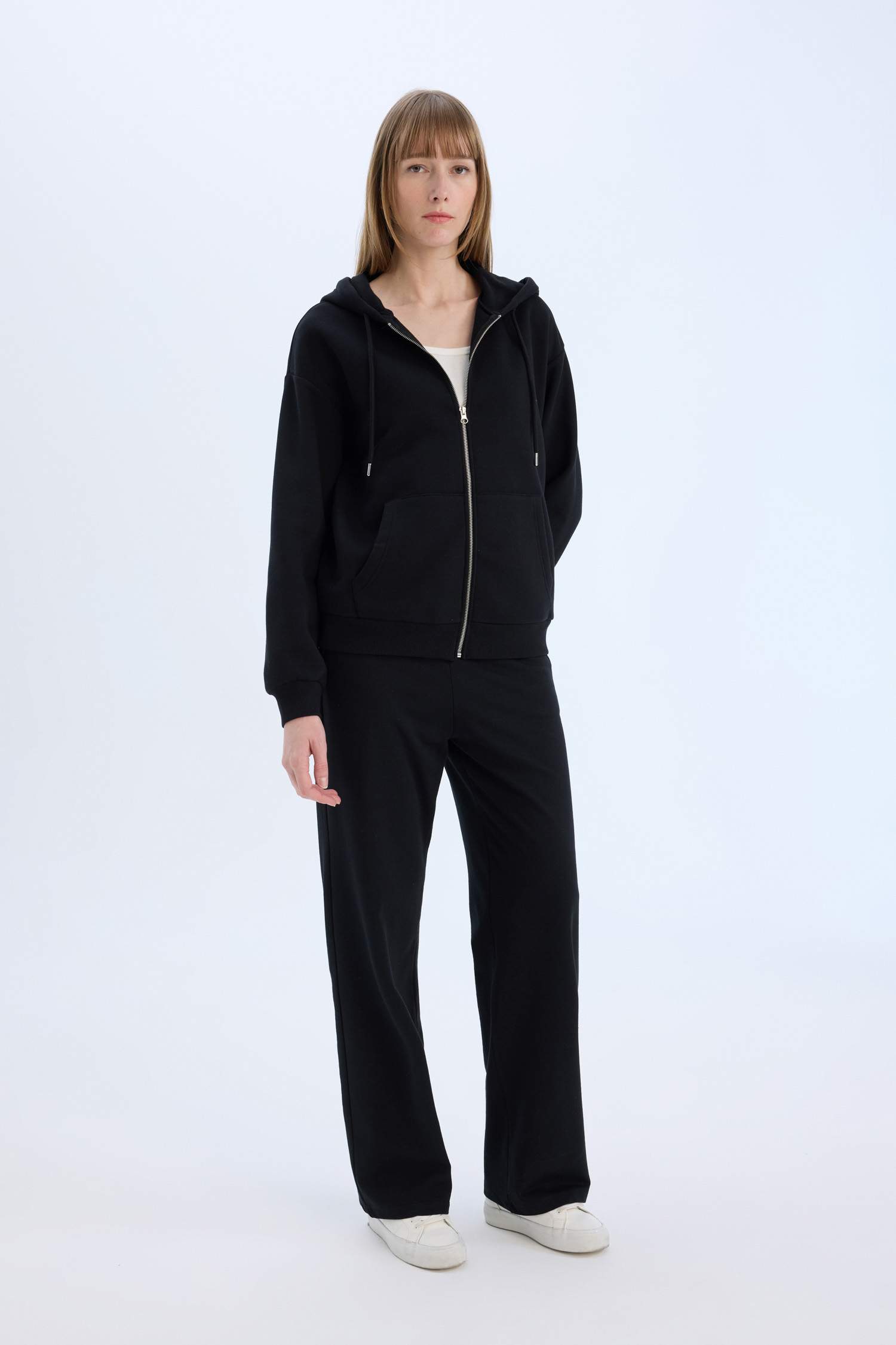 Straight Fit Pocketed Flexible Waist Sweatpants