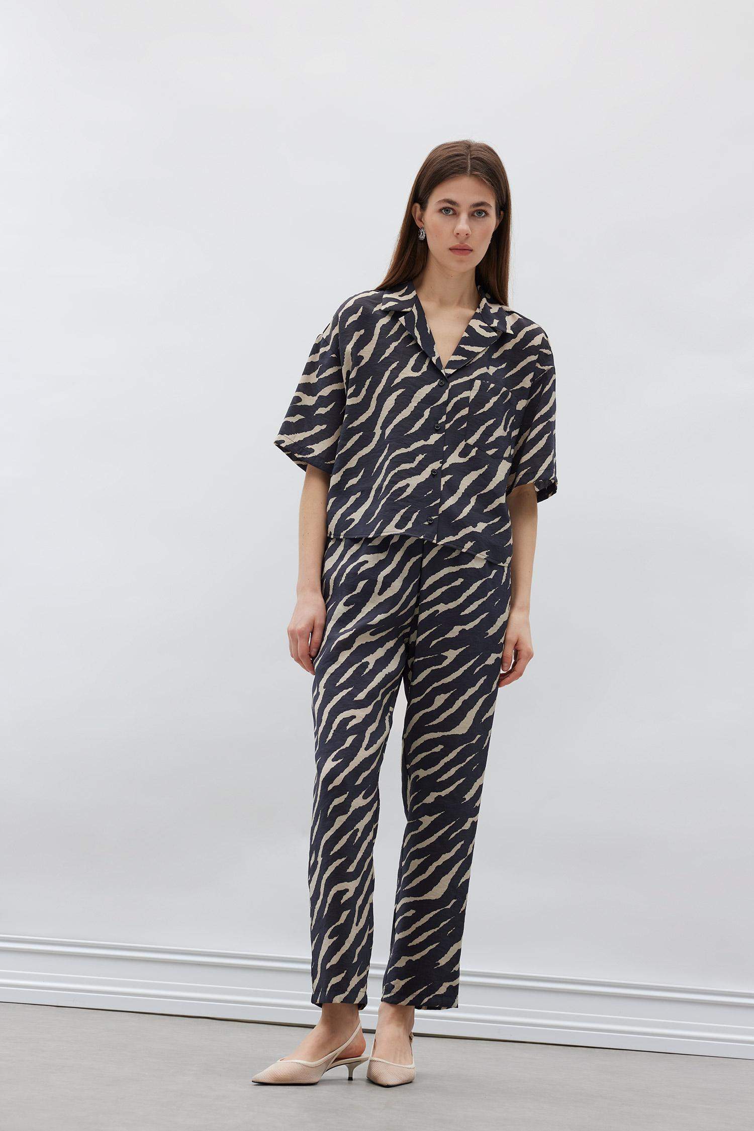 Carrot Fit Modal Fabric Pants Double Pocket High Waist Straight Leg