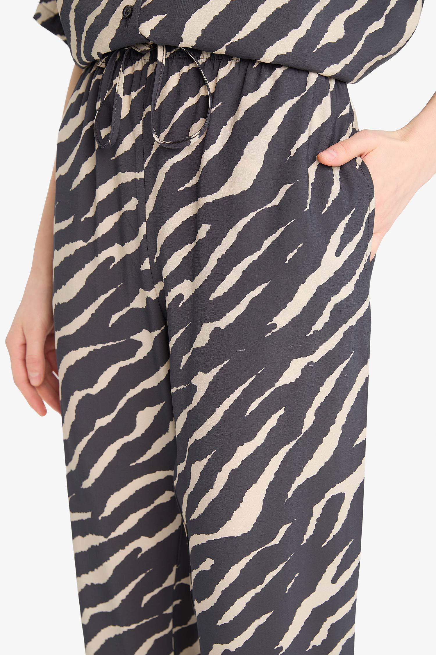 Carrot Fit Modal Fabric Pants Double Pocket High Waist Straight Leg