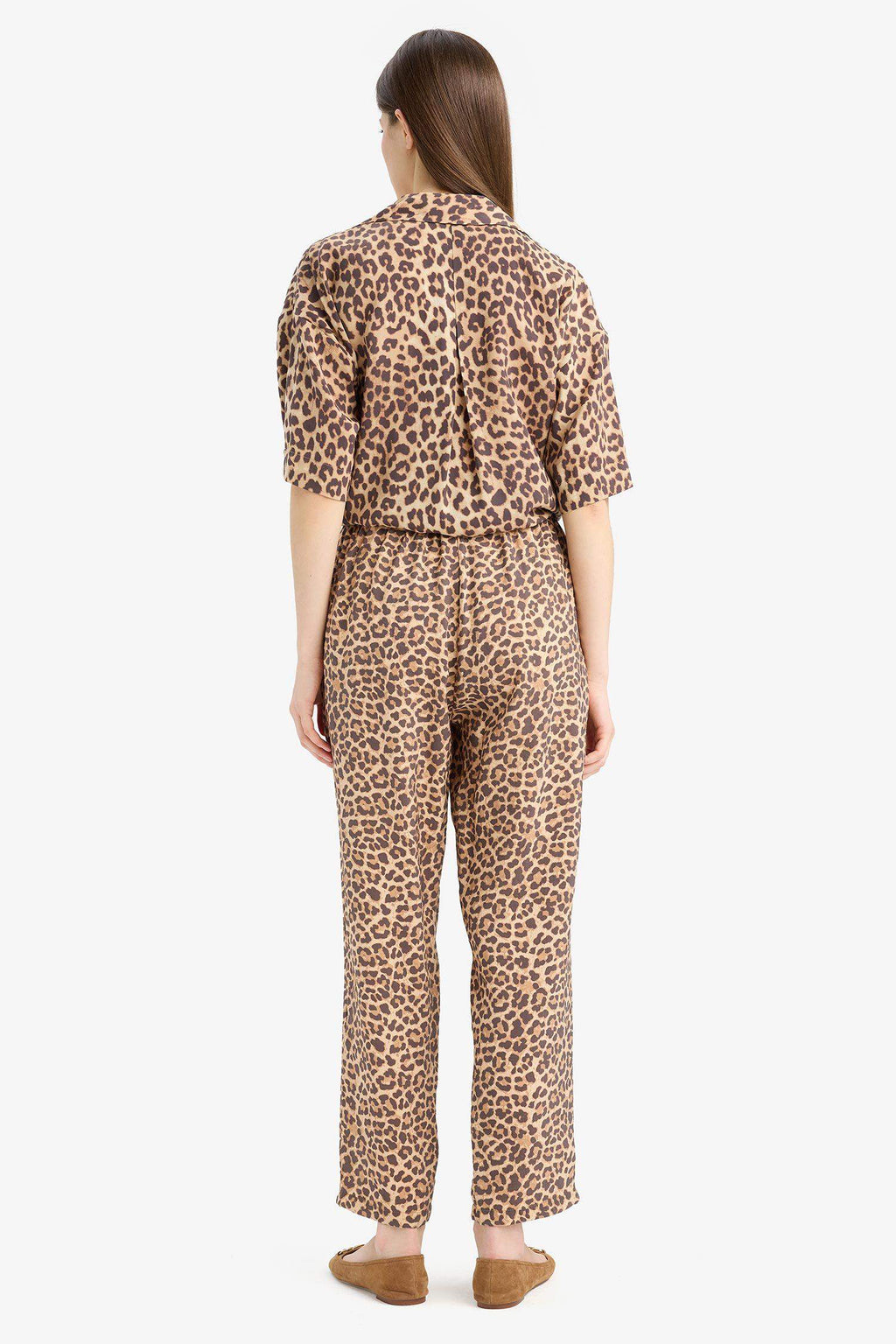 Carrot Fit Modal Fabric Pants Double Pocket High Waist Straight Leg