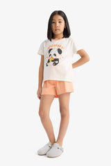 Girl Children Pajama Set Short Sleeve Pajama Mounted Flexible Certain Shorts Pajamas Under
