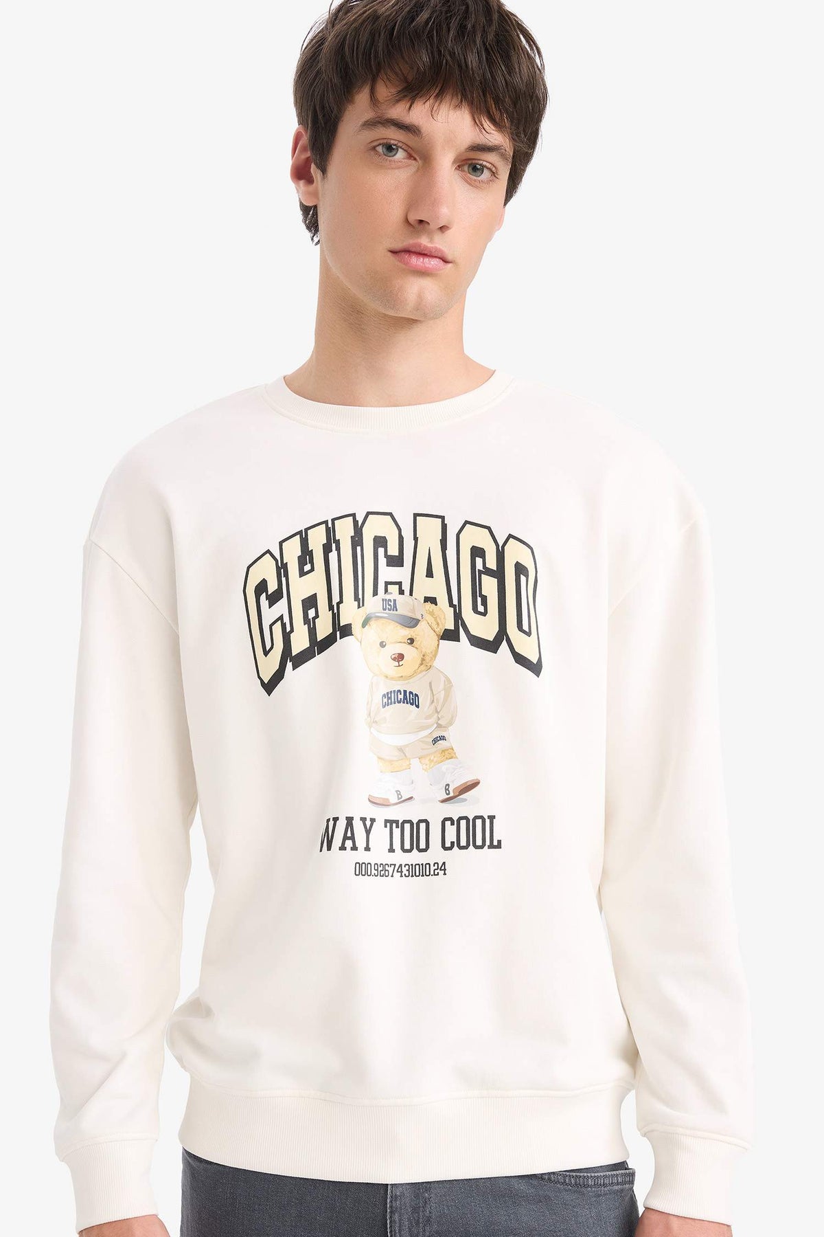 Boxy Fit Crew Neck Printed Sweatshirt