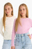 Girls Back to School Slim Fit Slim Cut Crew Neck Ribbed Camisole 2-Pack Long Sleeve T-Shirt