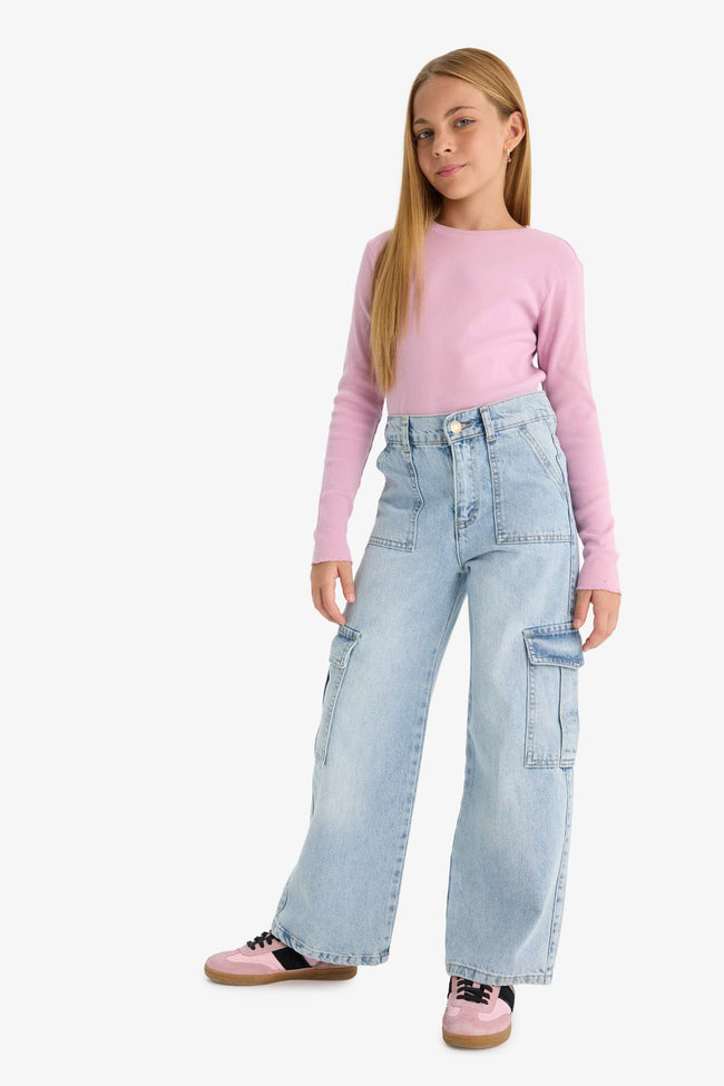 Girls Back to School Slim Fit Slim Cut Crew Neck Ribbed Camisole 2-Pack Long Sleeve T-Shirt Main Image