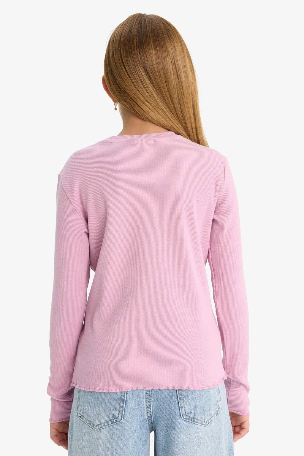 Girls Back to School Slim Fit Slim Cut Crew Neck Ribbed Camisole 2-Pack Long Sleeve T-Shirt