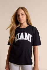 Girl's Relax Fit Crew Neck Printed Short Sleeve T-Shirt