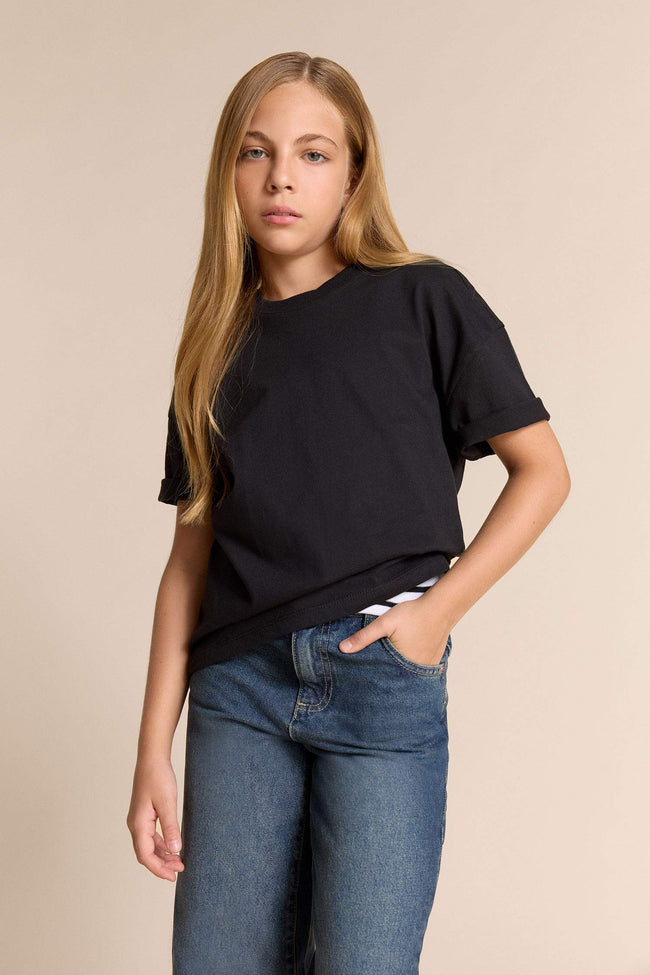 Girl's Relax Fit Crew Neck Short Sleeve School T-Shirt Hover Image