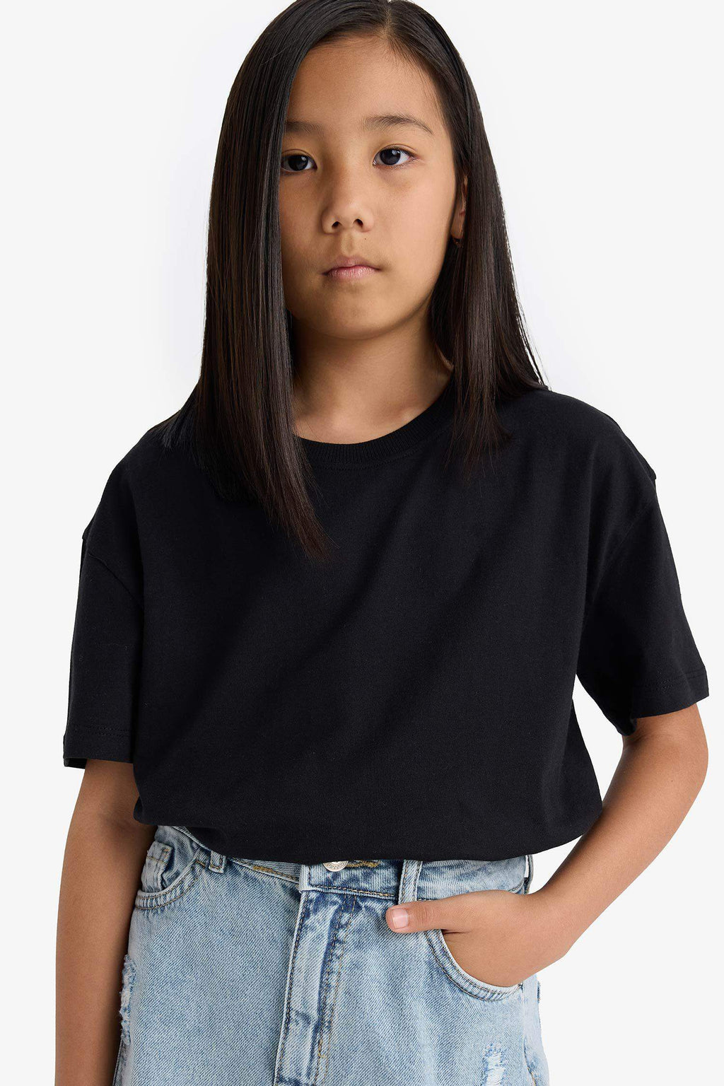 Girl's Relax Fit Crew Neck Short Sleeve School T-Shirt