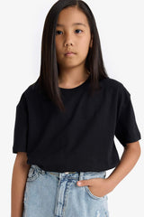 Girl's Relax Fit Crew Neck Short Sleeve School T-Shirt