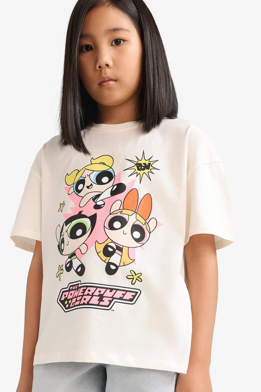 Powerpuff Girls Oversize Loose Fit Crew Neck Short Sleeve T-Shirt For Girls