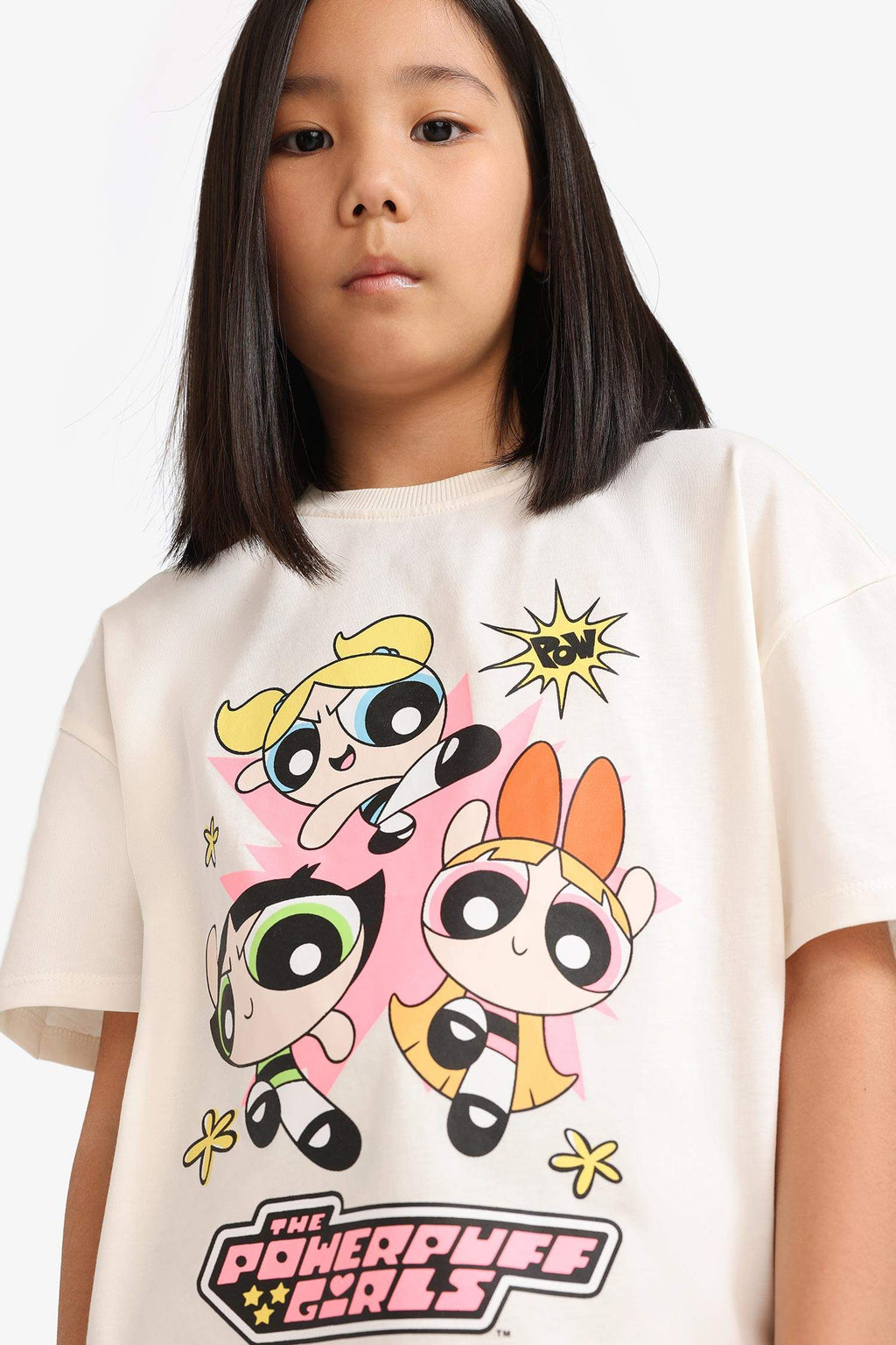 Powerpuff Girls Oversize Loose Fit Crew Neck Short Sleeve T-Shirt For Girls