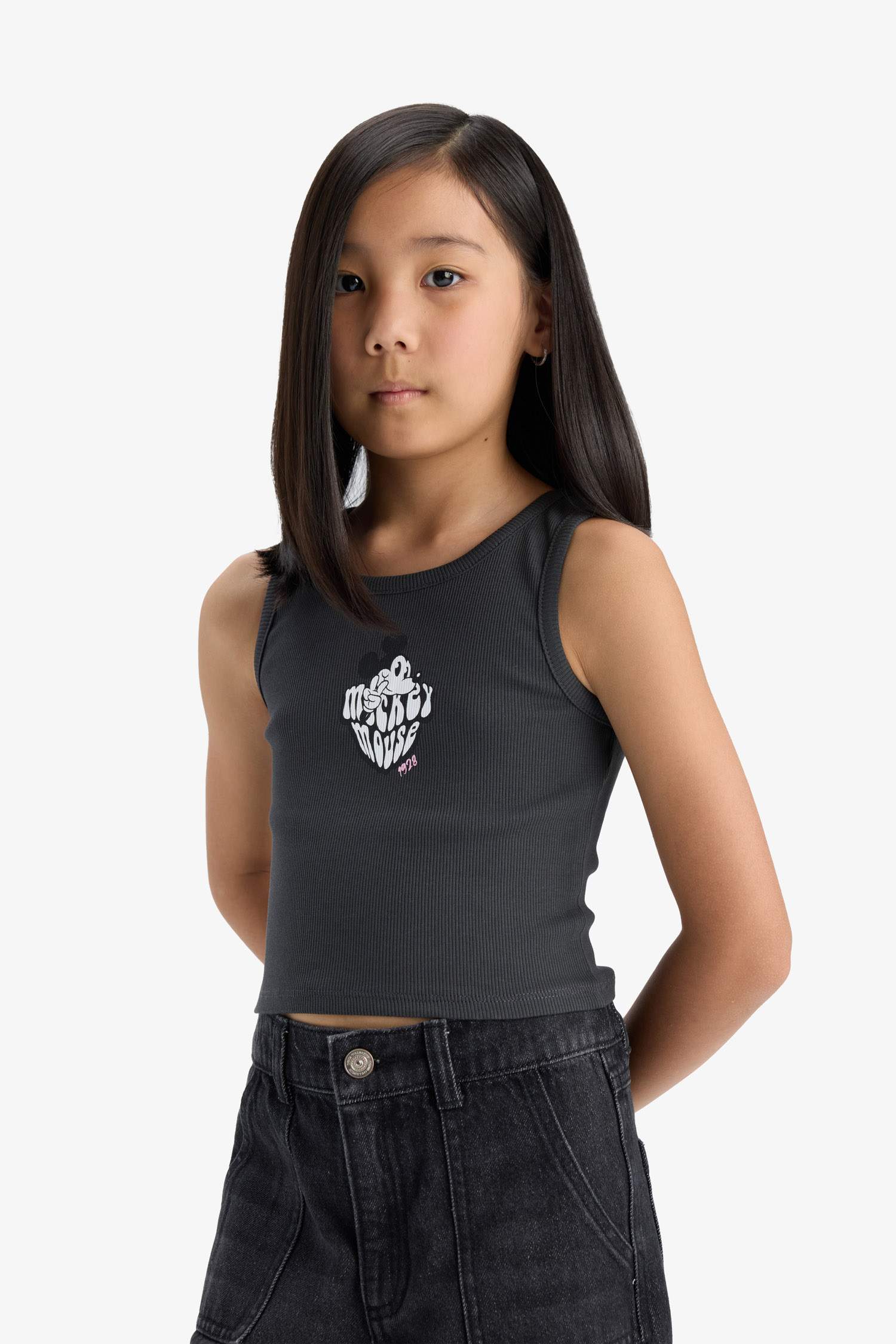 Girls Disney Mickey & Minnie Crew Neck Tank Top