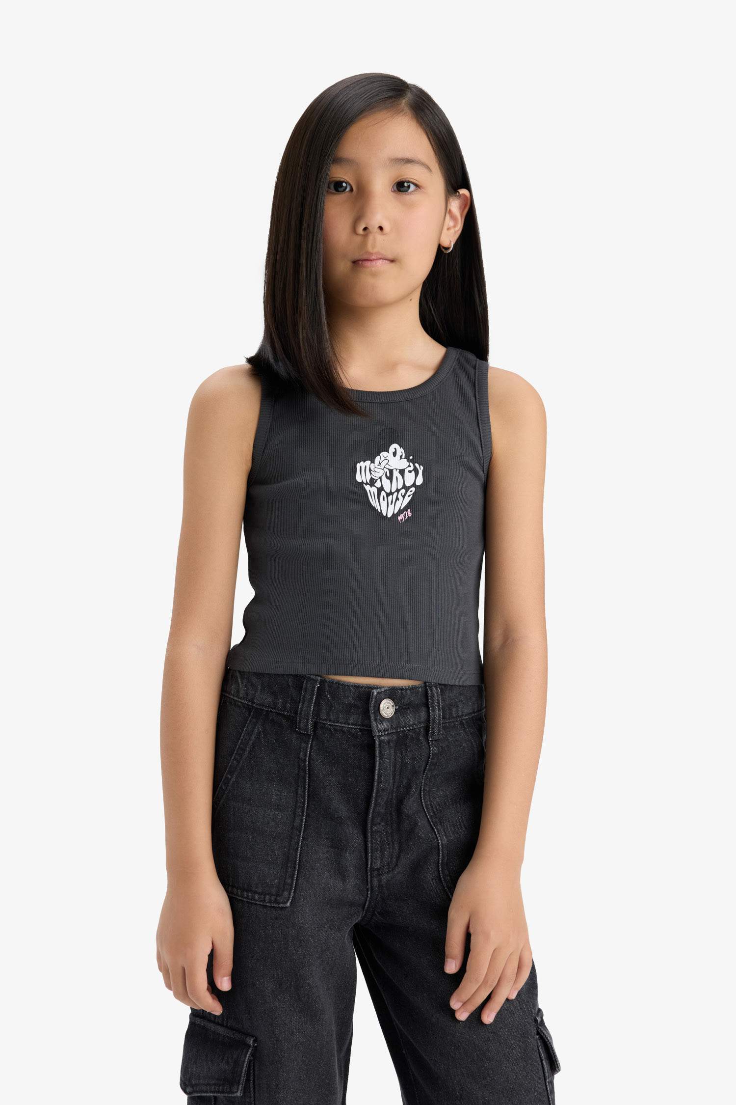 Girls Disney Mickey & Minnie Crew Neck Tank Top