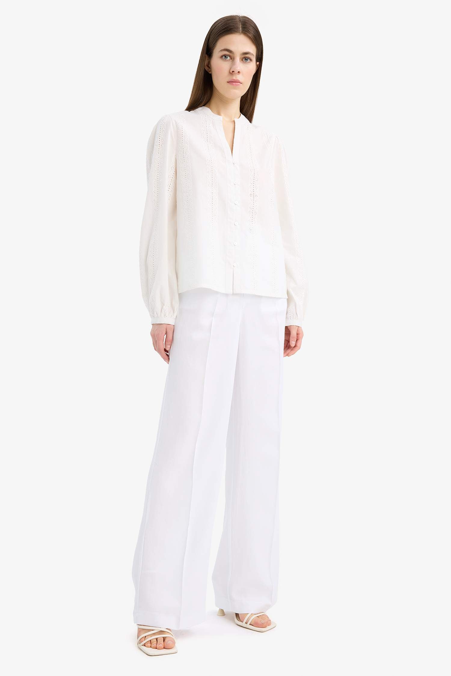 Regular Fit Crew Neck Embroidered Long Sleeve Shirt