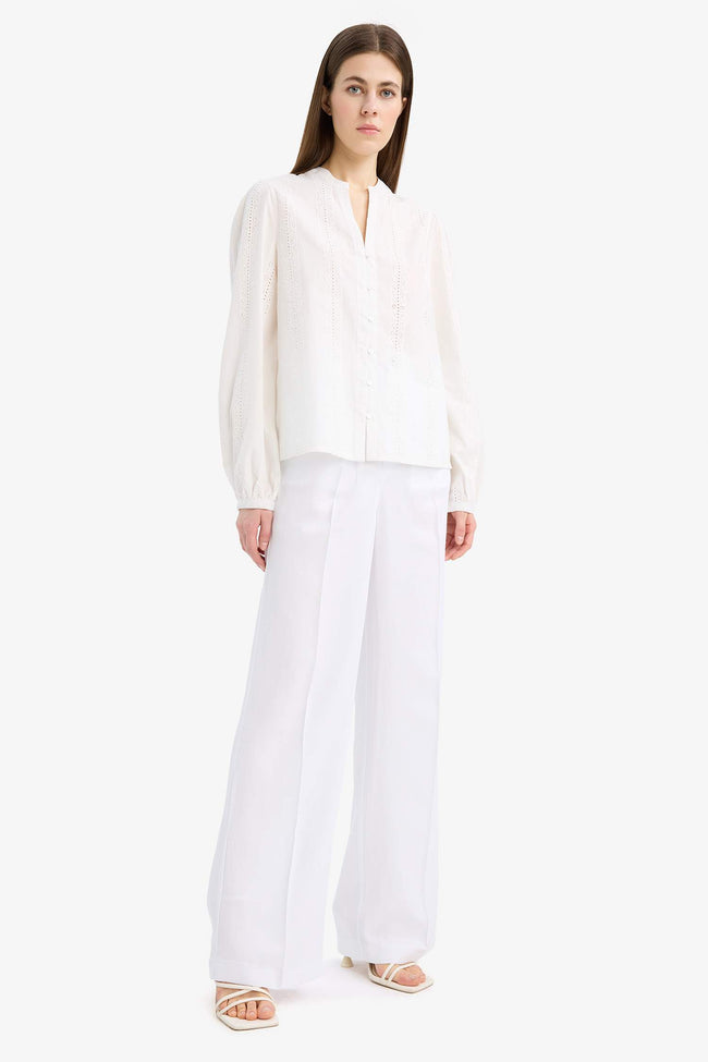 Regular Fit Crew Neck Embroidered Long Sleeve Shirt Main Image