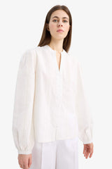 Regular Fit Crew Neck Embroidered Long Sleeve Shirt