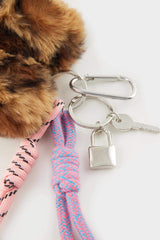 Women's Plush Heart Leopard Pattern Charm Keychain