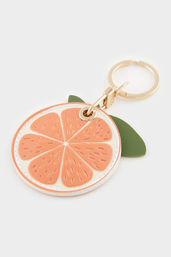 Charm Keychain with Women Orange Motif Hover Image