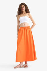 A-Line High Waist Parachute Maxi Skirt