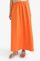 A-Line High Waist Parachute Maxi Skirt