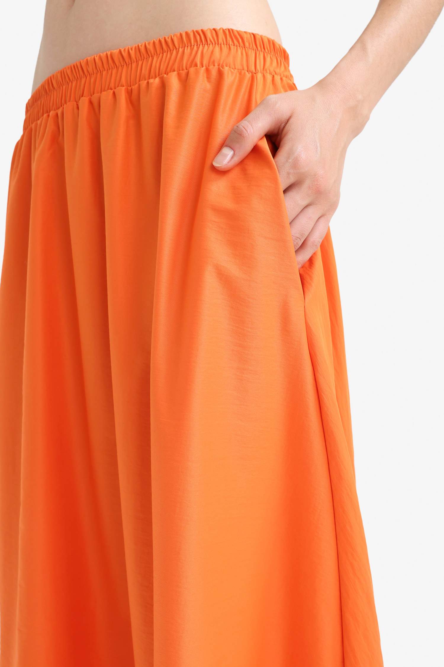 A-Line High Waist Parachute Maxi Skirt