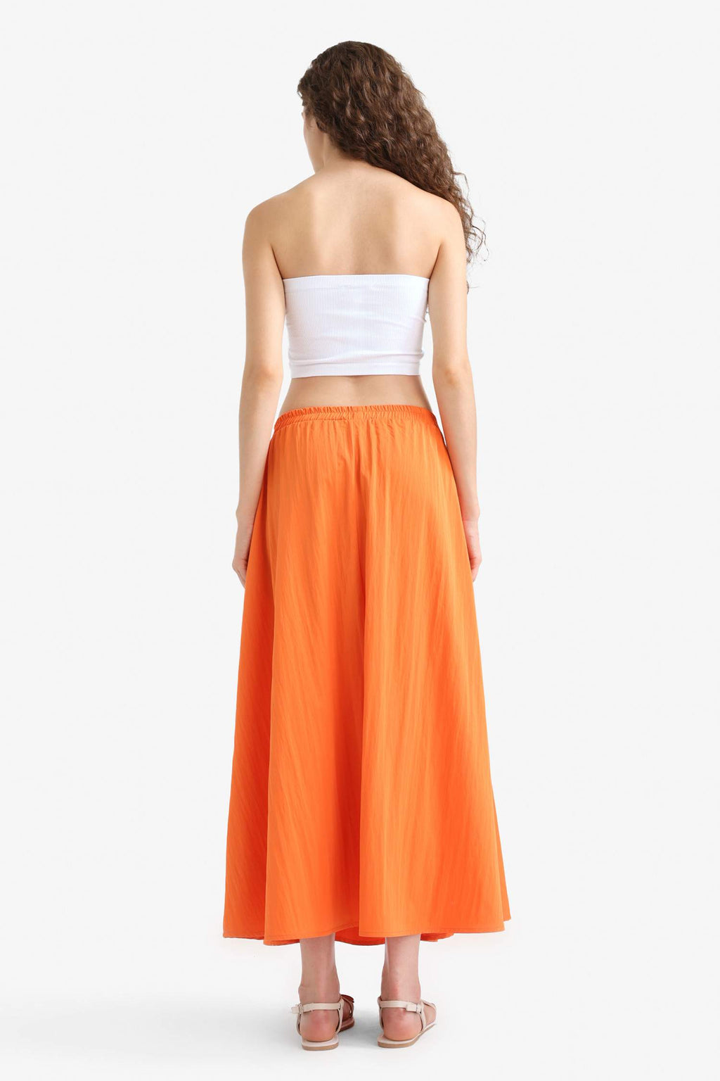 A-Line High Waist Parachute Maxi Skirt
