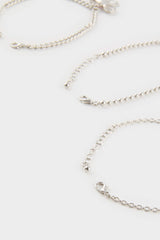 Women Pink Stone 3 Piece Silver Bracelet