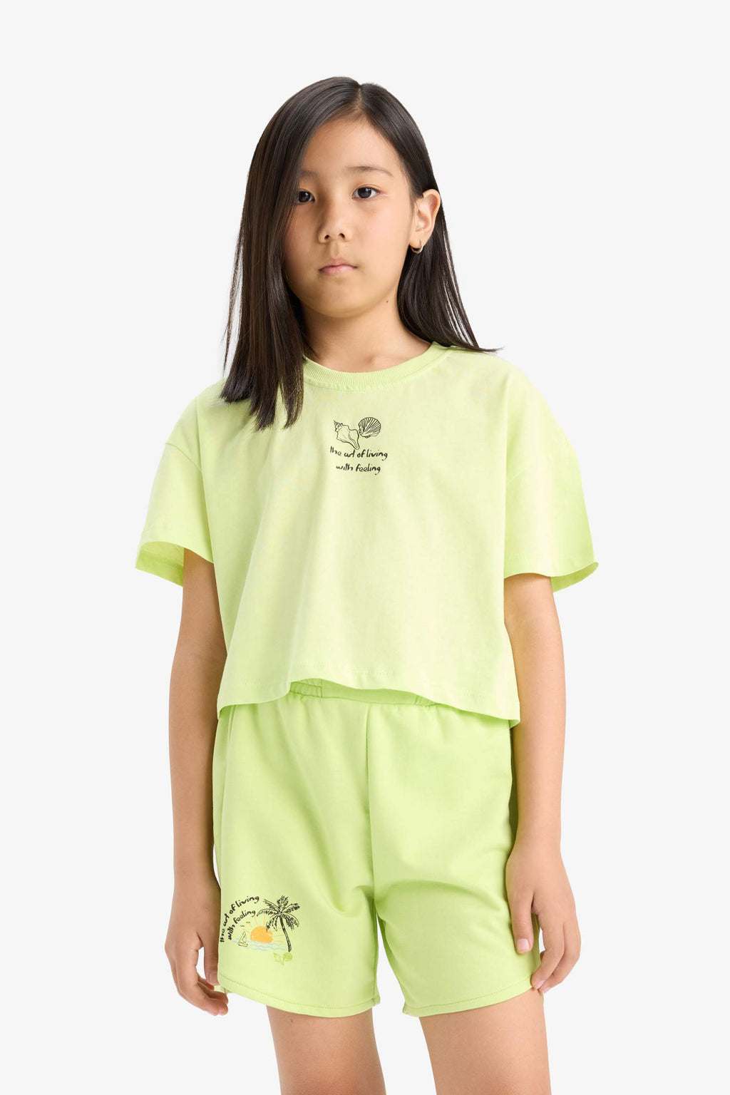 Girls Crew Neck Back Printed Short Sleeve T-Shirt