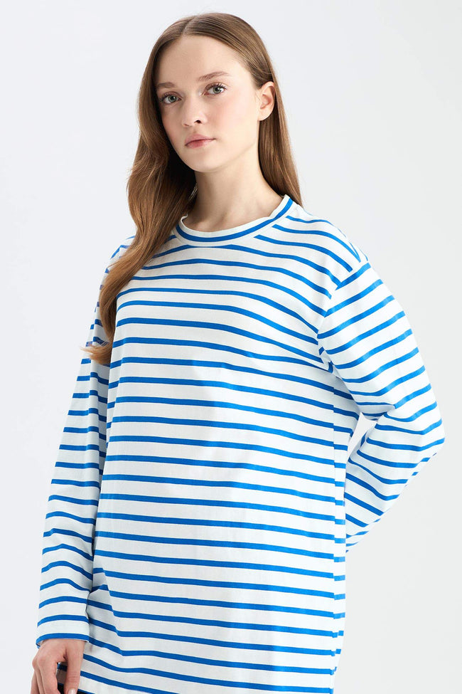 Regular Fit Crew Neck Striped T-Shirt Tunic Hover Image