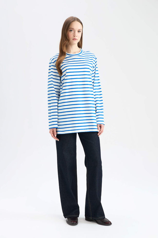 Regular Fit Crew Neck Striped T-Shirt Tunic Main Image