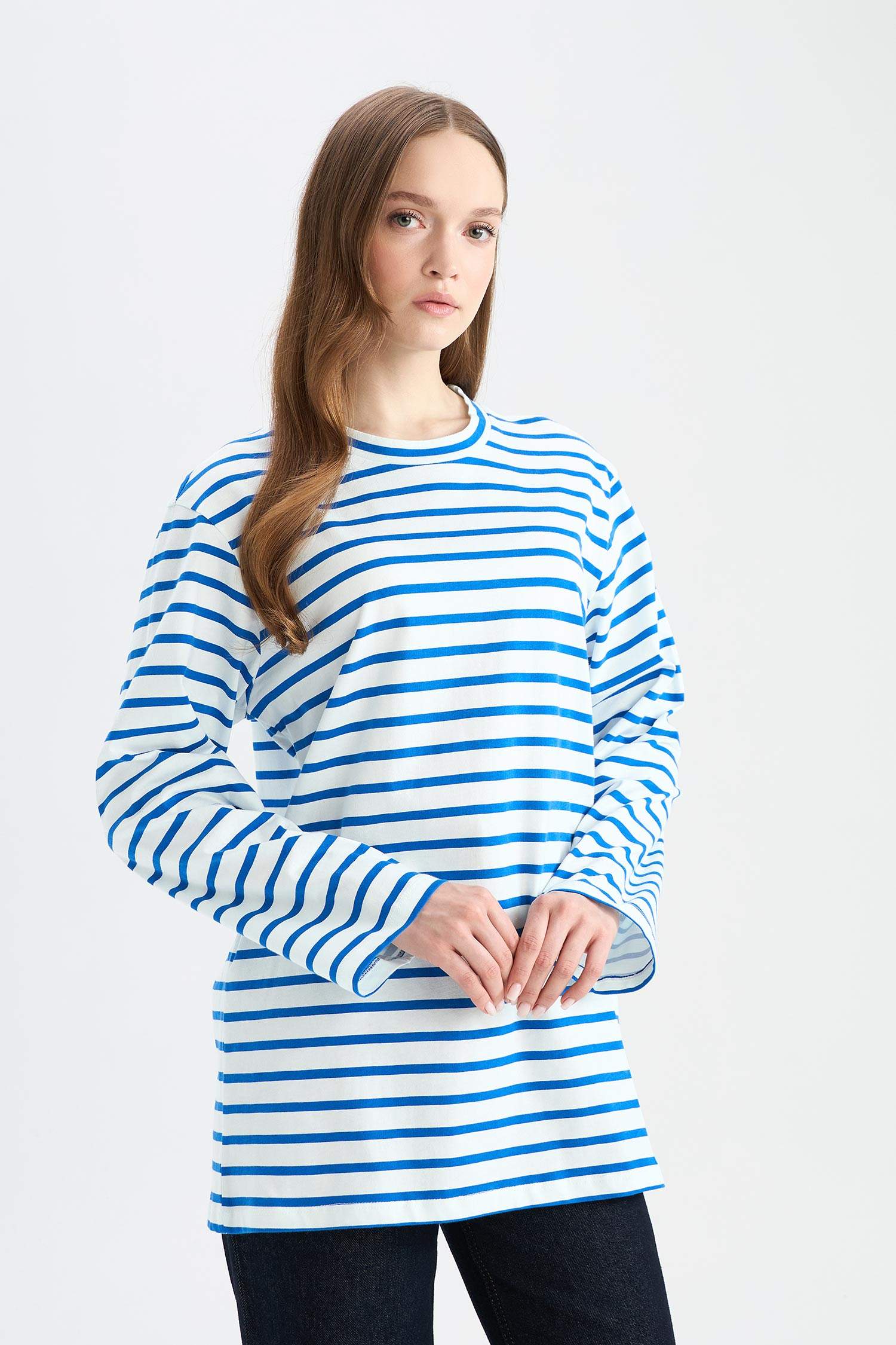 Regular Fit Crew Neck Striped T-Shirt Tunic