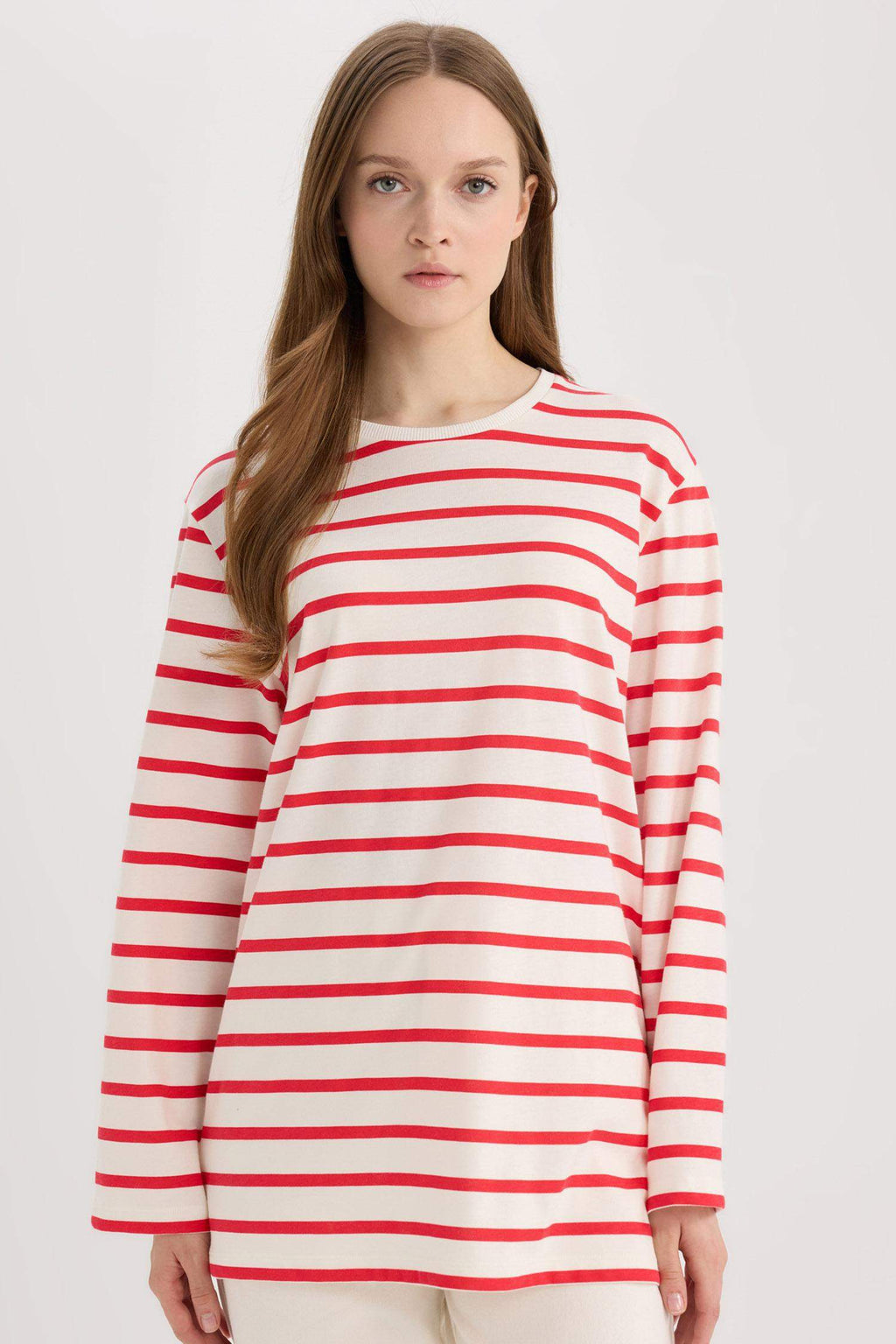 Regular Fit Crew Neck Striped T-Shirt Tunic