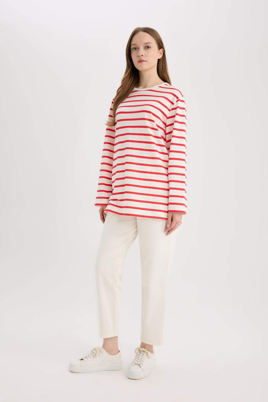 Regular Fit Crew Neck Striped T-Shirt Tunic