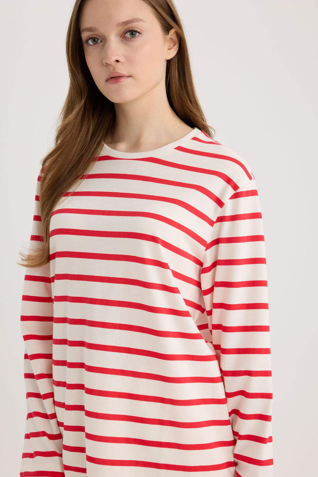 Regular Fit Crew Neck Striped T-Shirt Tunic