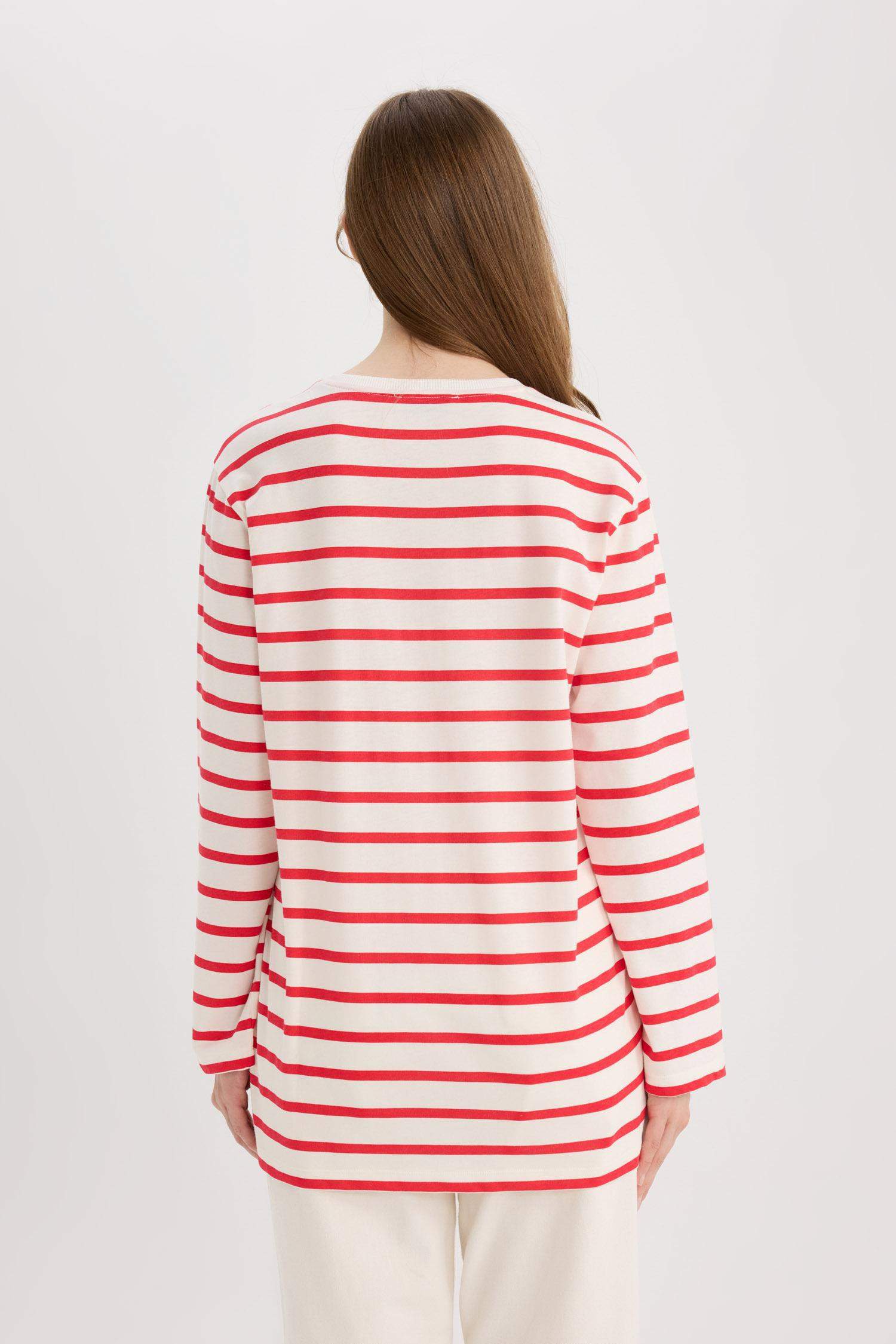 Regular Fit Crew Neck Striped T-Shirt Tunic