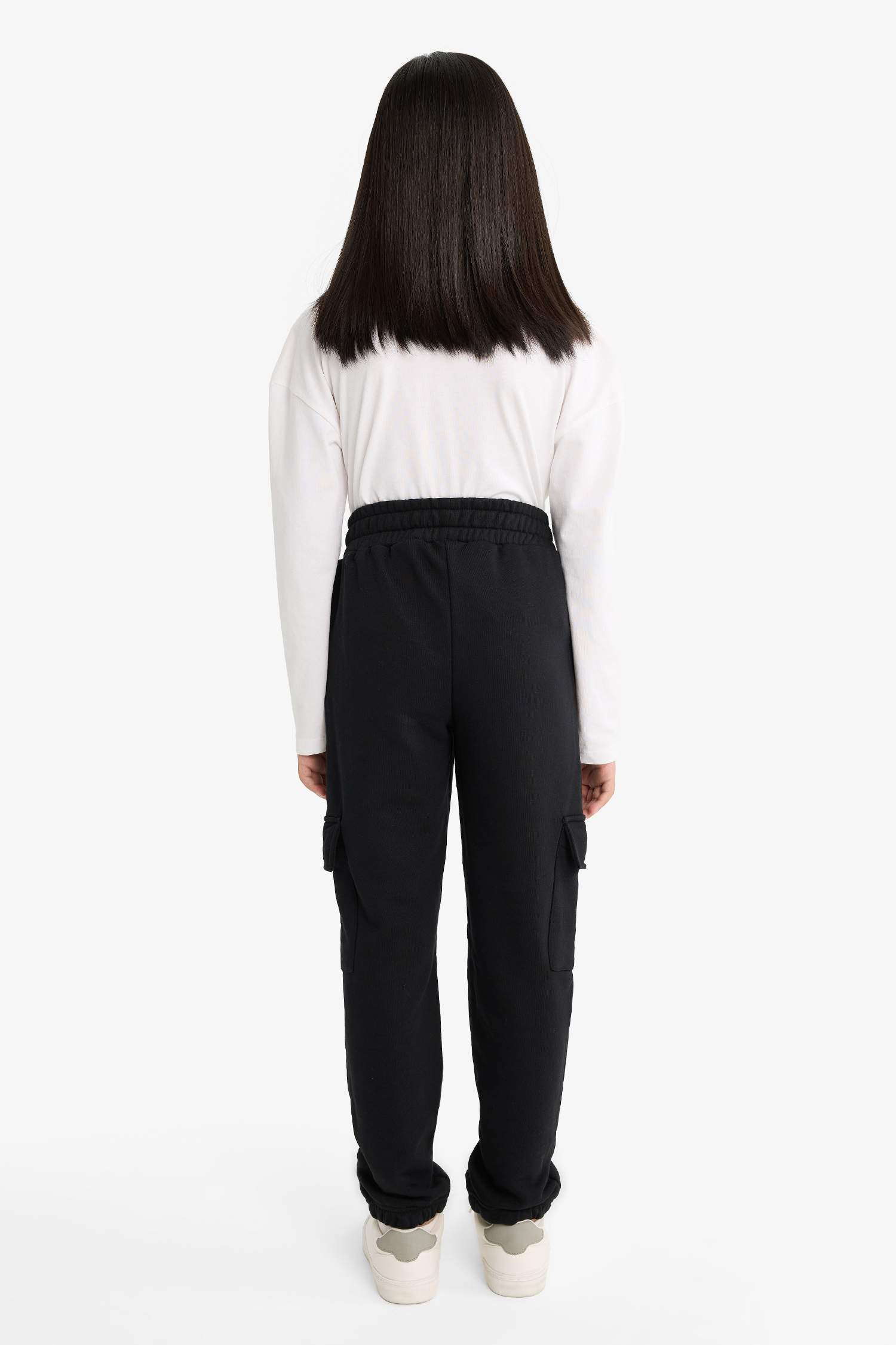 Girls Elastic Waist Cargo Jogger Sweatpants