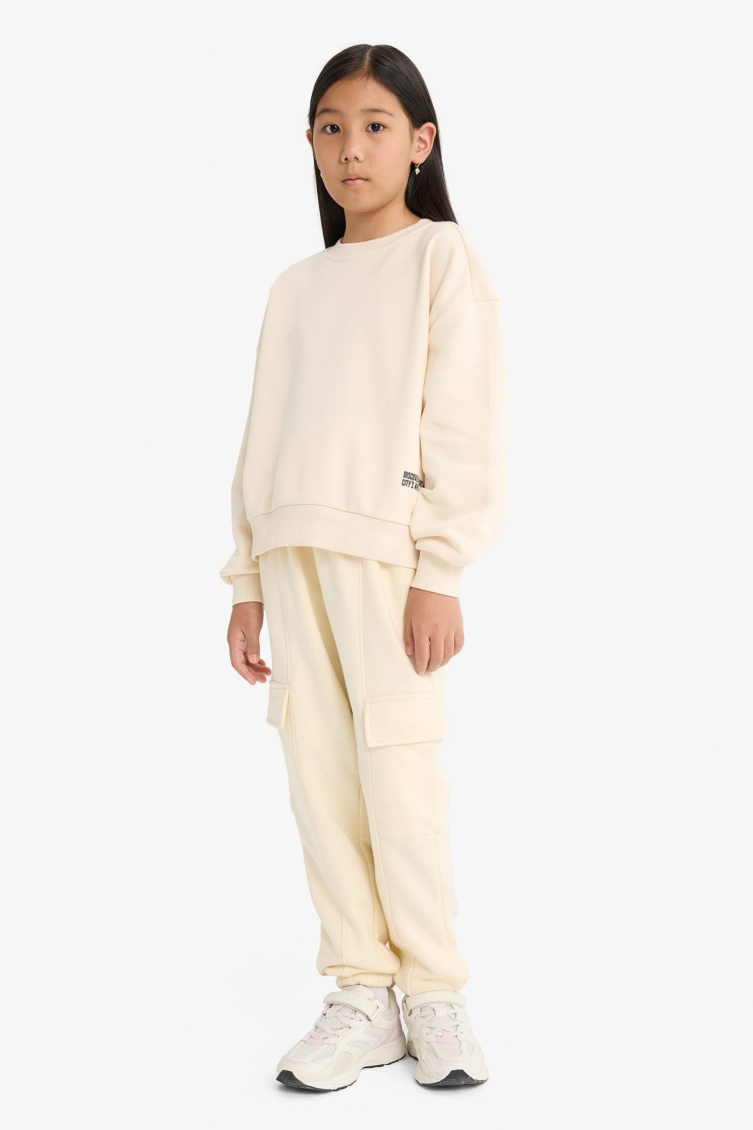 Girls Elastic Waist Cargo Jogger Sweatpants