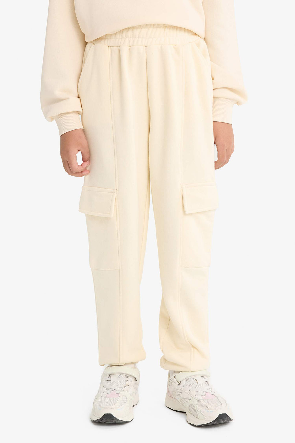 Girls Elastic Waist Cargo Jogger Sweatpants