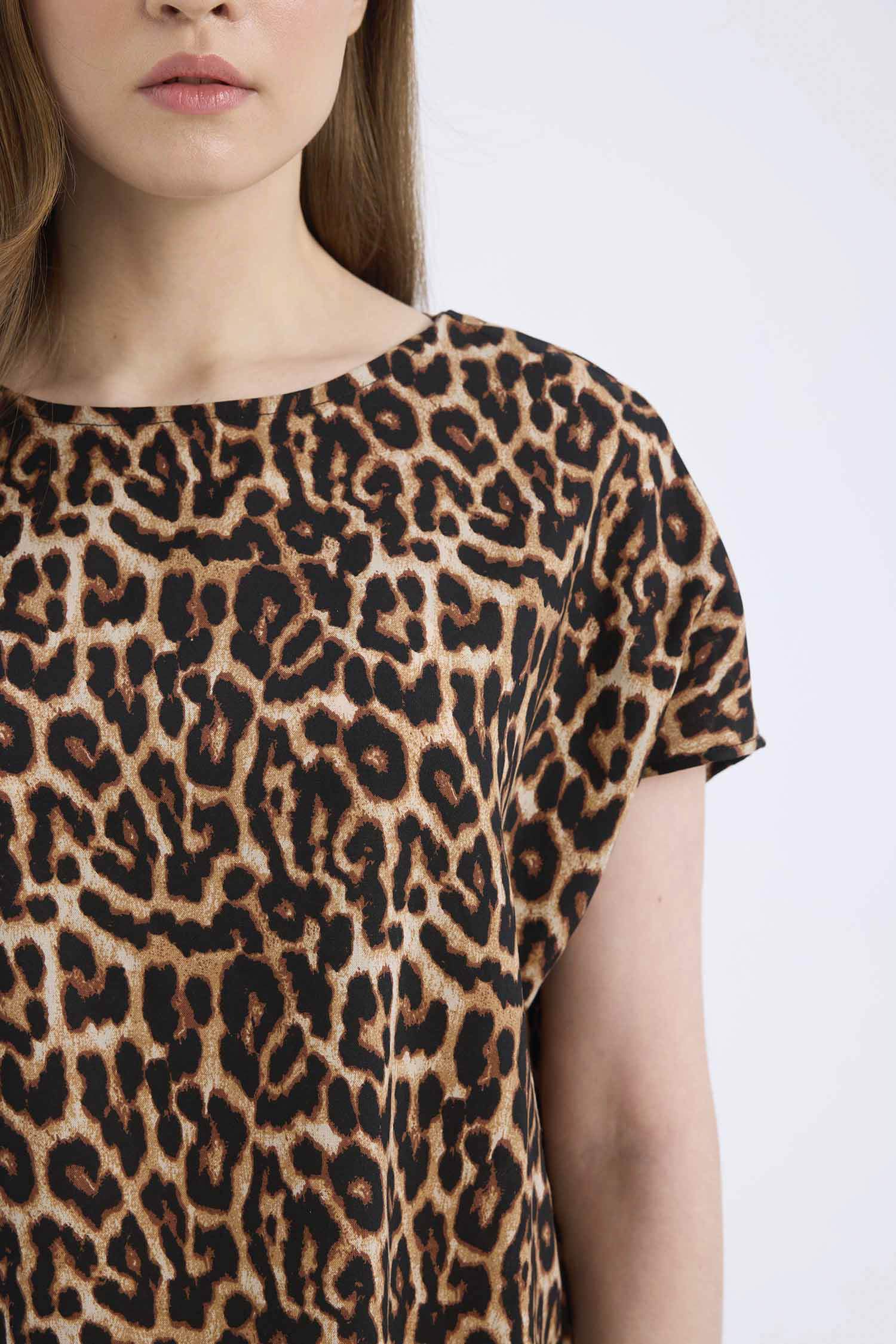 Regular Fit Crew Neck Short Sleeve Blouse