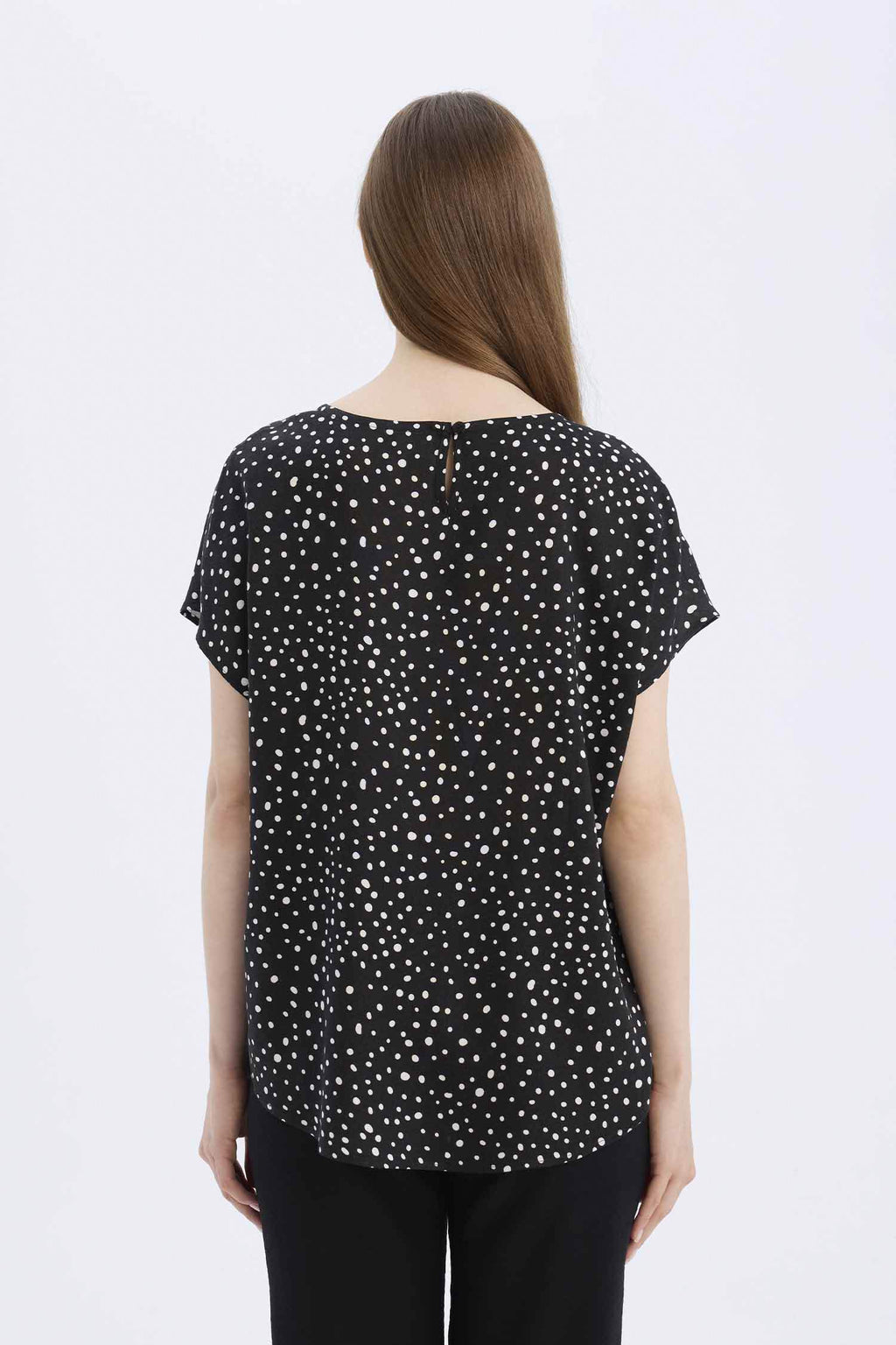 Regular Fit Crew Neck Short Sleeve Blouse