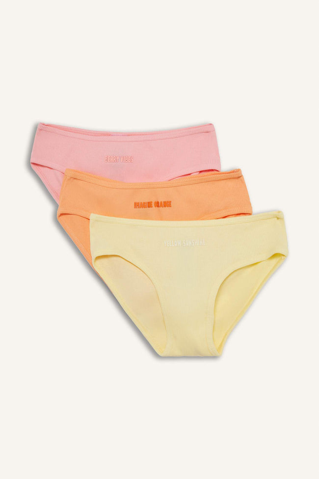 Girls Printed Ribbed Camisole 3-Pack Slip Panties Hover Image