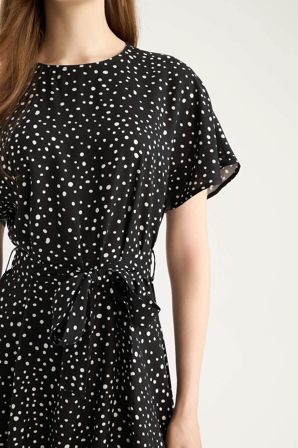 Regular Fit Crew Neck Leopard Midi Dress