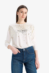 Crew Neck Printed Long Sleeve T-Shirt