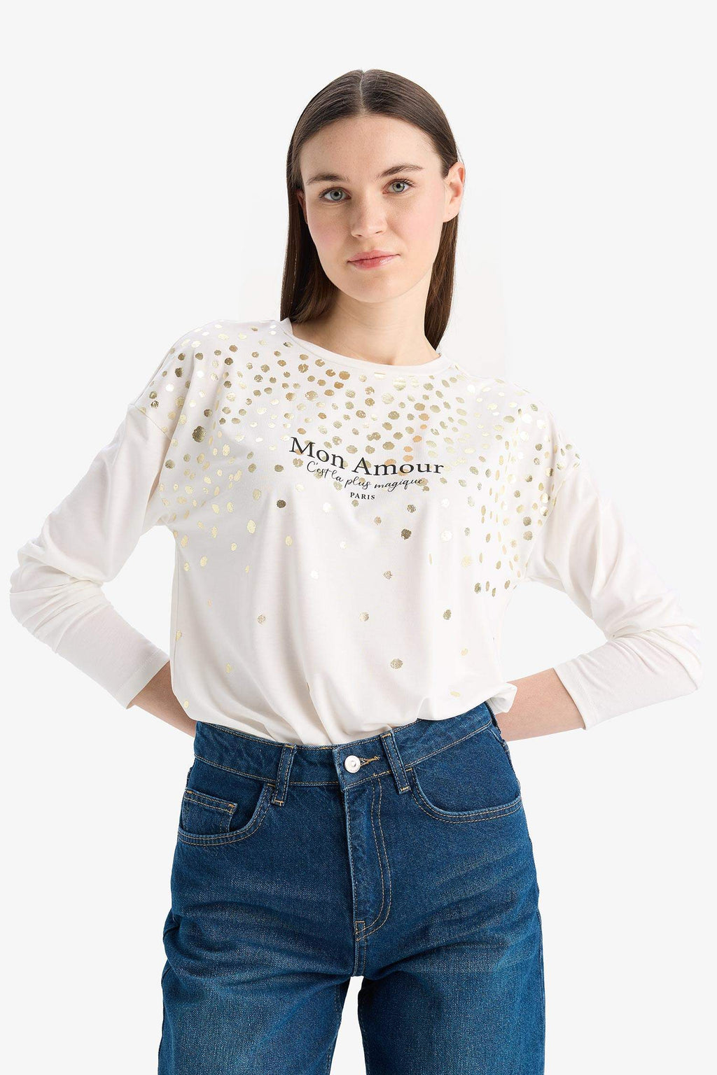 Crew Neck Printed Long Sleeve T-Shirt