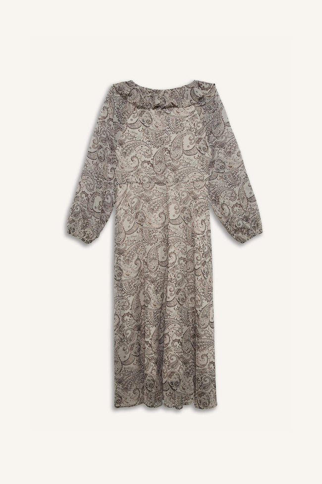 Frilly Ethnic Chiffon Midi Dress Main Image