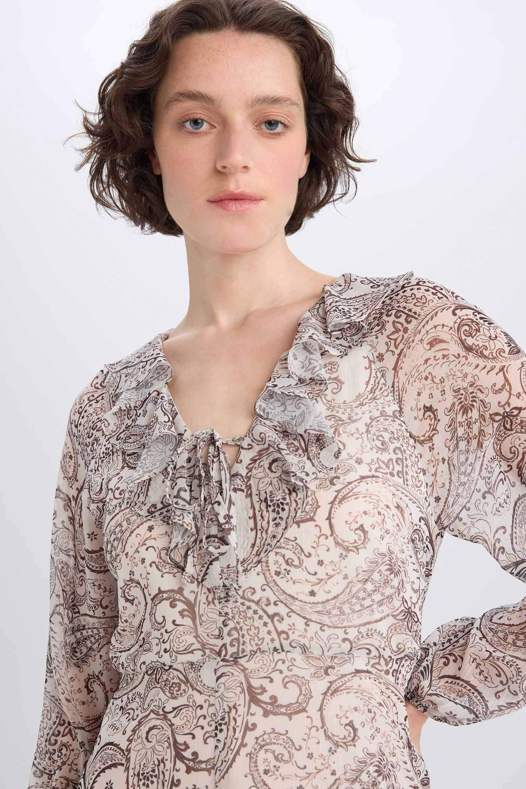 Frilly Ethnic Chiffon Midi Dress