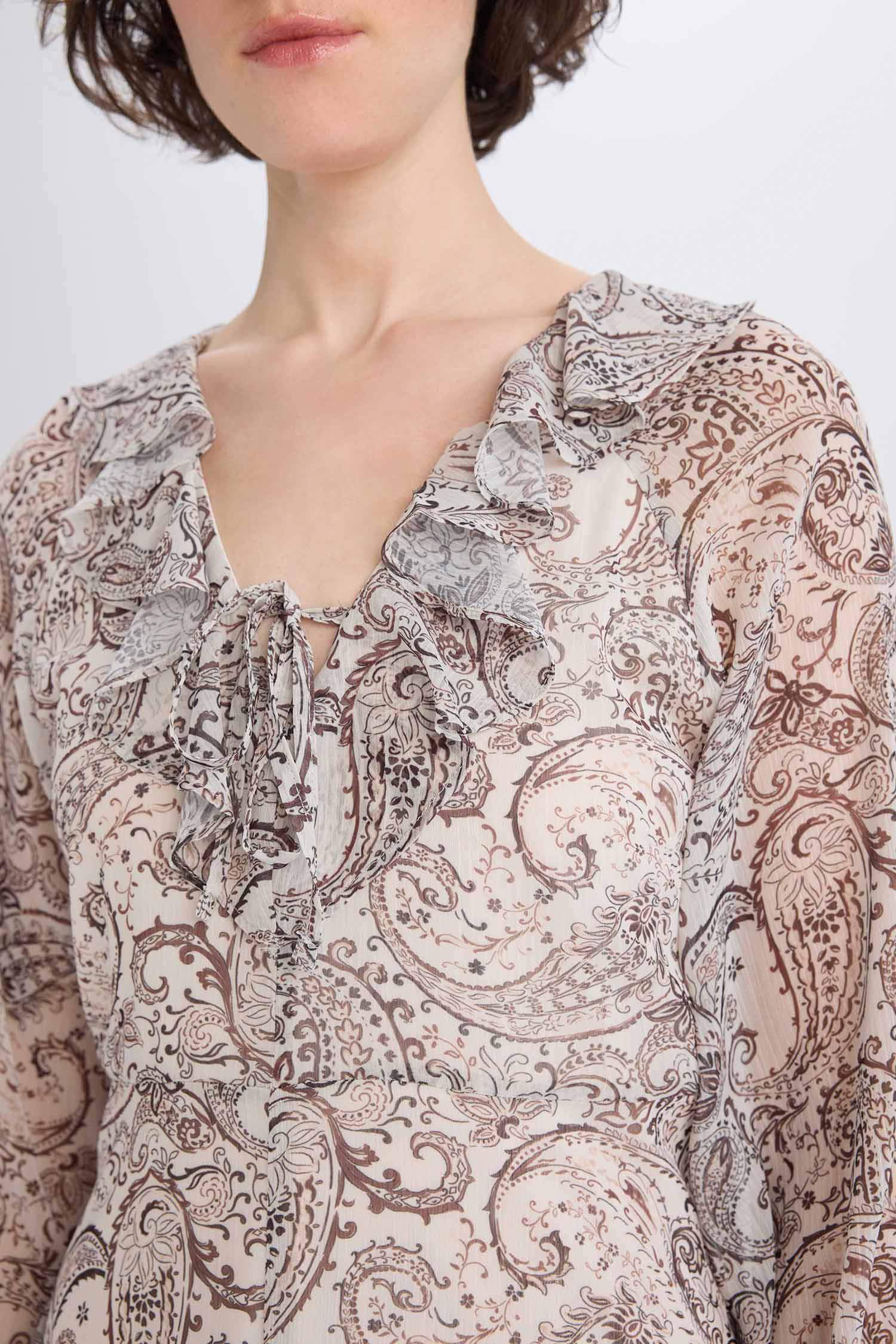 Frilly Ethnic Chiffon Midi Dress