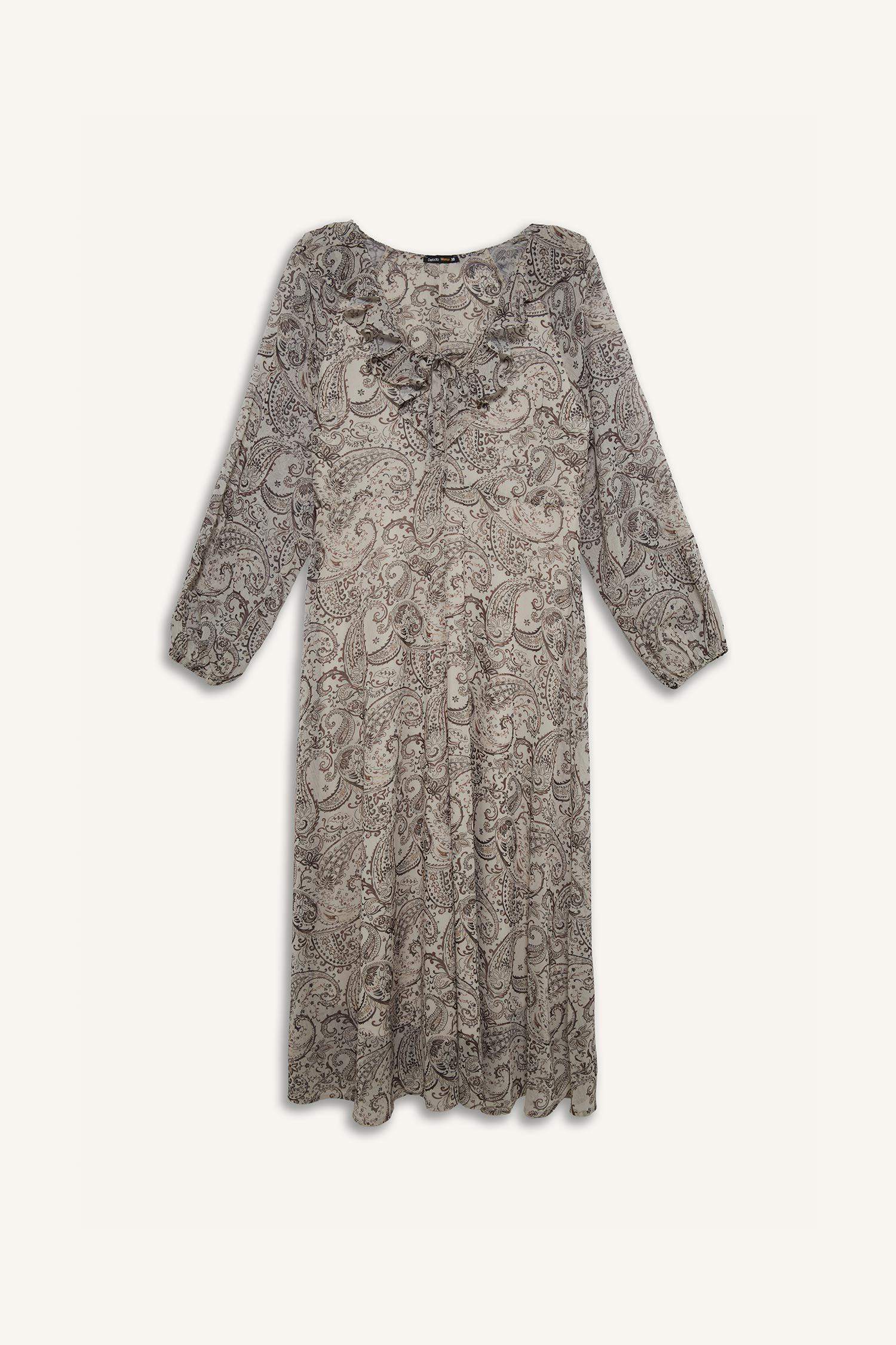 Frilly Ethnic Chiffon Midi Dress